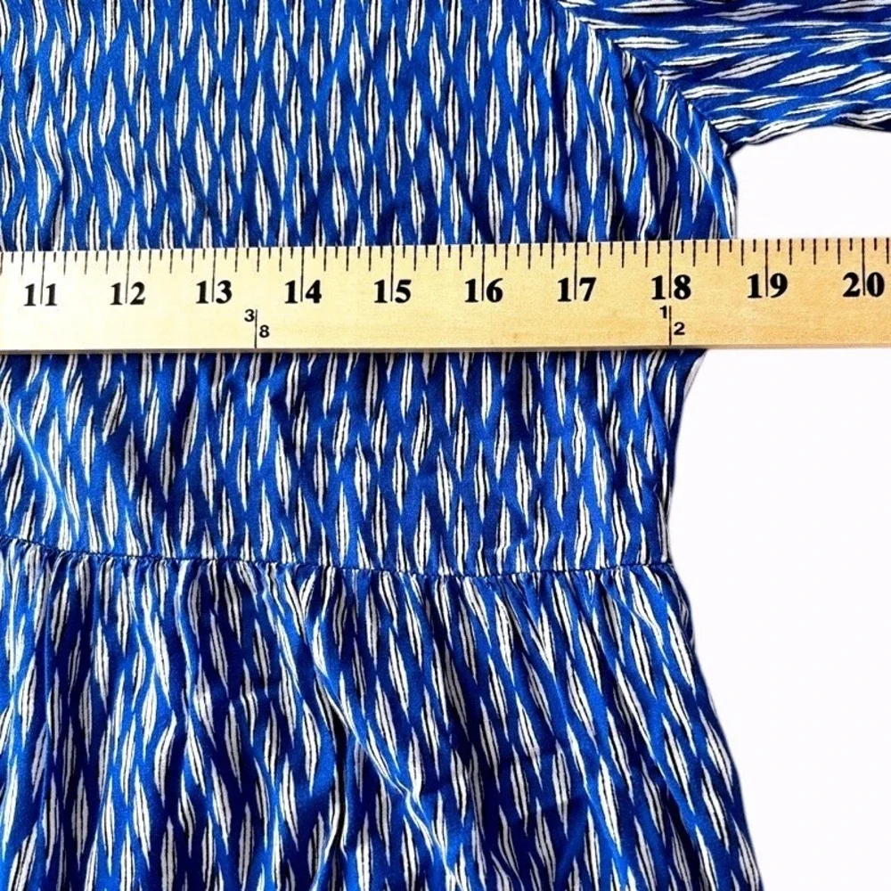 Anthropologie Maeve Abstract Ikat Button Blouse Sz M Tiered Peplum Boho Chic Top